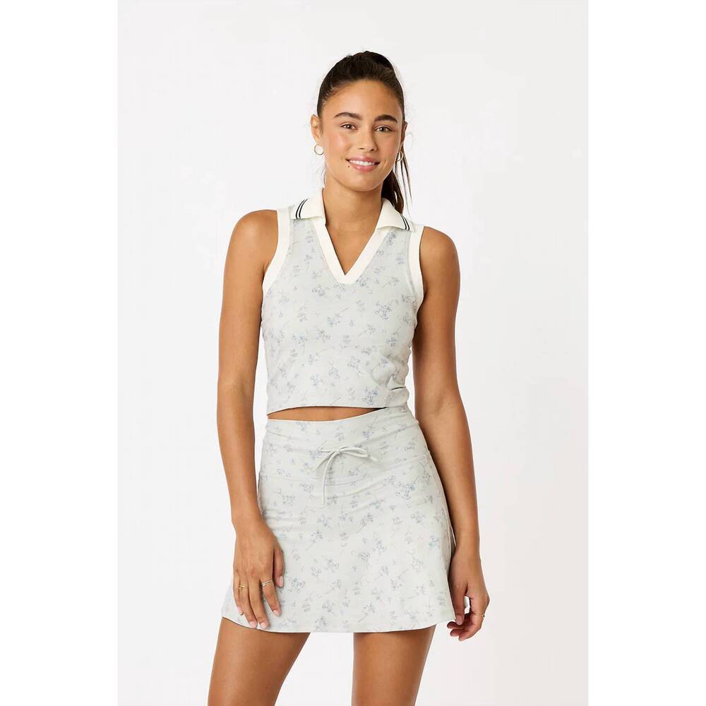 NEW CREAM YOGA lila polo bra top in snow blue bells